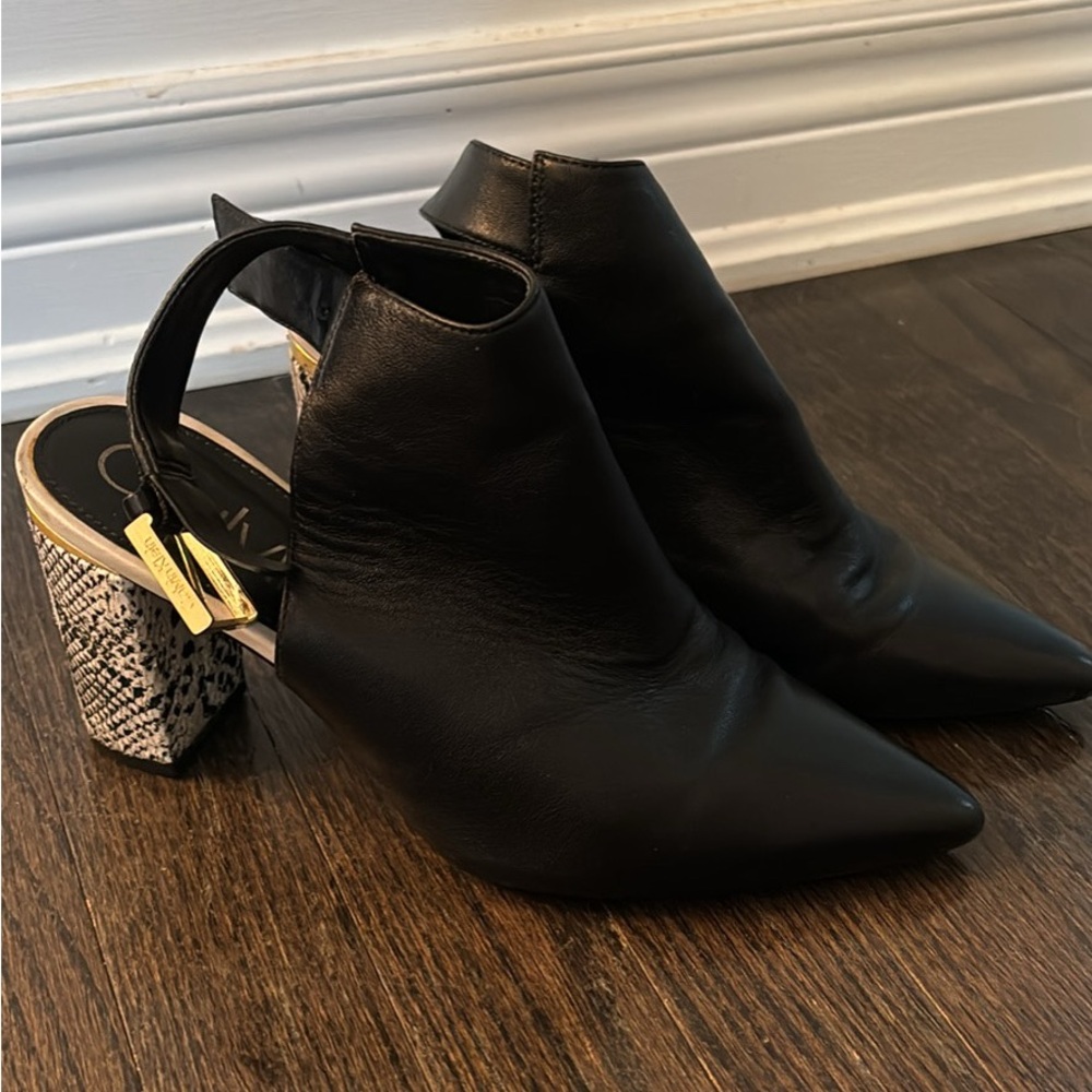 Calvin Klein Sling Back Buckle Block Mule Heel